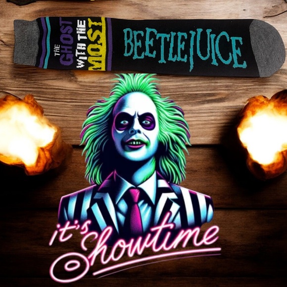 Beetlejuice Black Socks ‘The Ghost With The Most’ - Picture 1 of 6
